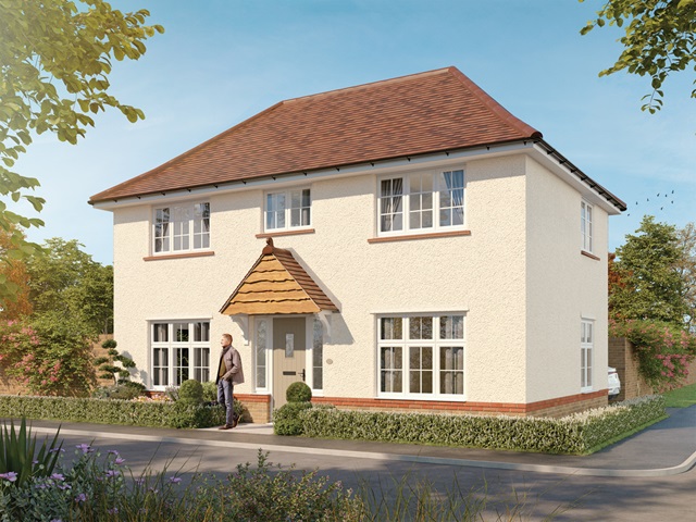 CGI with white render of the Amberley, a 3 bedroom house