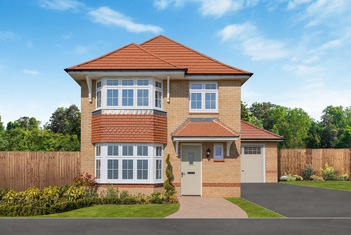 The Stratford Lifestyle external image with a garage and landscaped surroundings