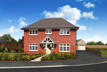 External brick 4 bedroom detached Harrogate home with detached garage at Redrow Oakleigh Fields