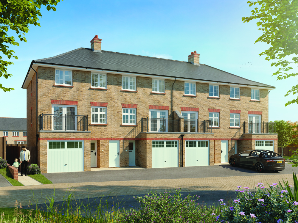 The Kensington CGI with blue skies and landscaped surroundings