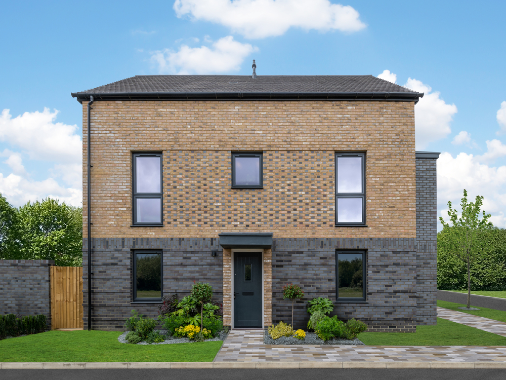 External image of the half brick elevation for the 3 bedroom detached Elmstead town house home at Stonehaven Park