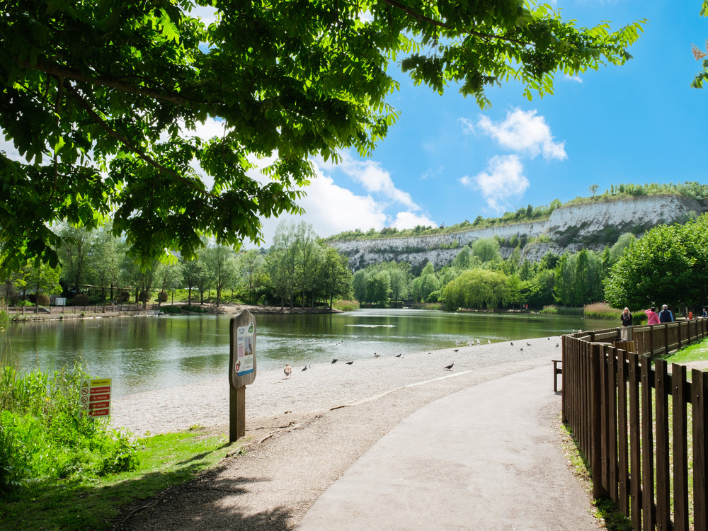 Image showing nearby open space with walking and cycling trails, as well as a large lake surrounded by green space