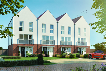 Portman External CGI with white cladding and juliet balcony