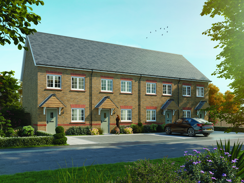 Redrow external image of the brick terrace 3 bedroom Stamford home