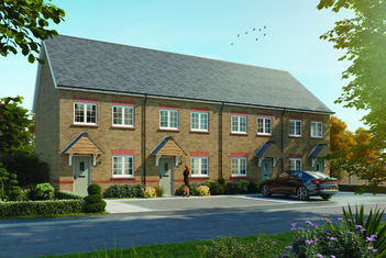 Redrow external image of the 3 bedroom terraced brick Stamford home