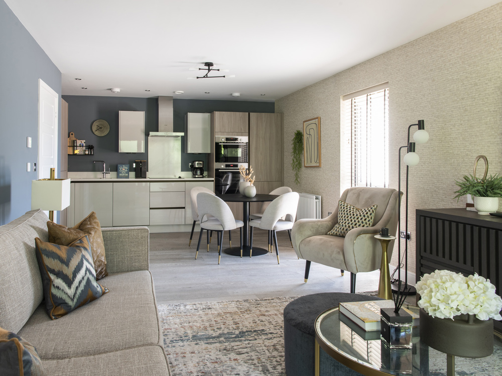 The Mill York House internal image of open plan living dining kitchen area