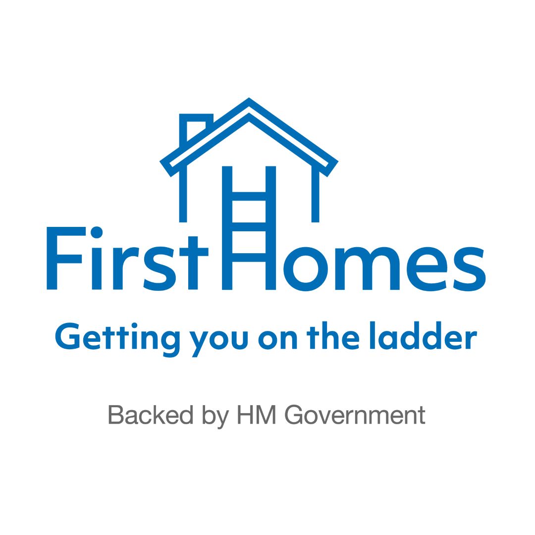 First Homes logo; Backed by HM Government
