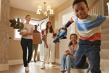 Family moving into their new home