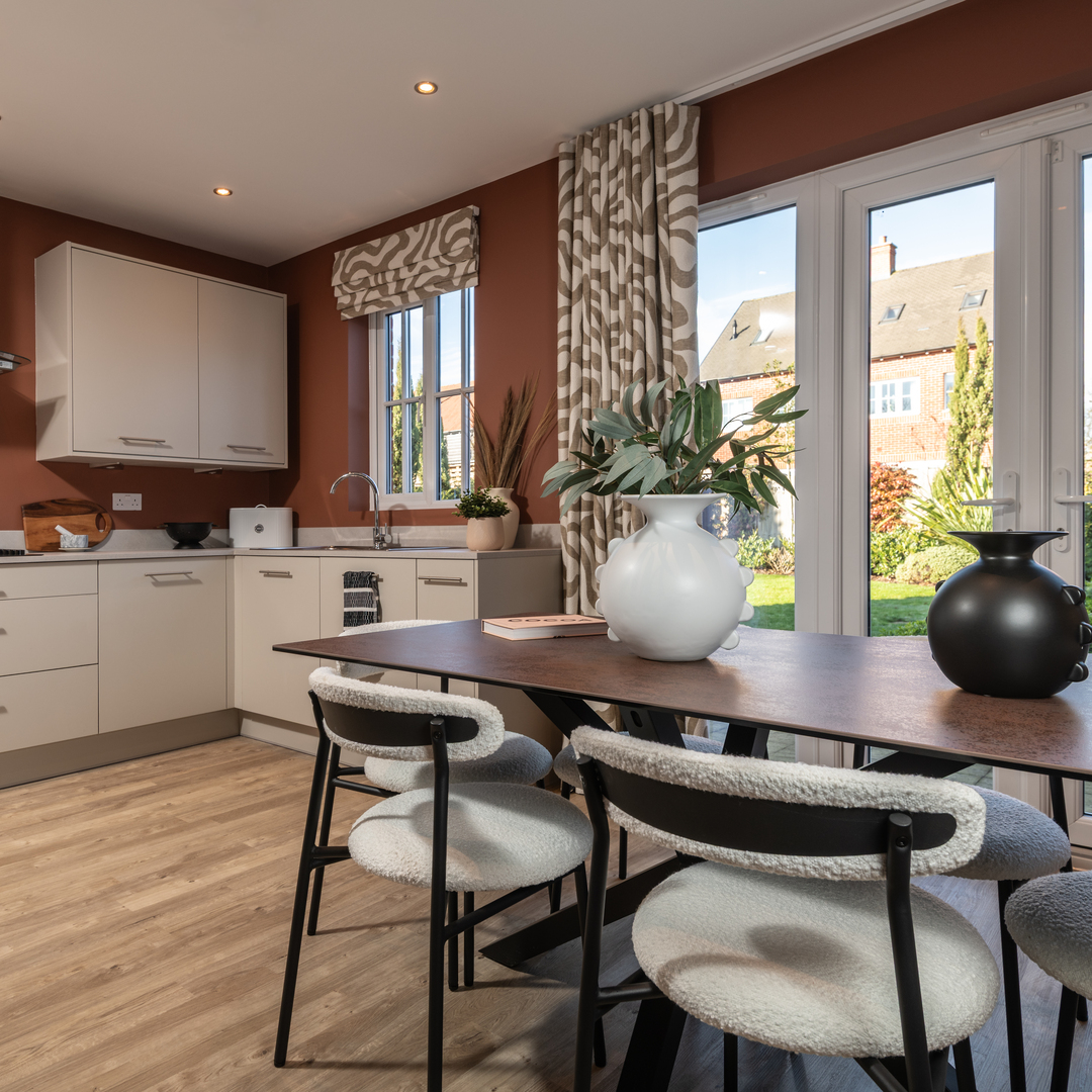 Kitchen and dining room in a Redrow home