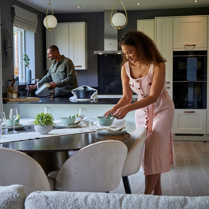Customers in their kitchen
