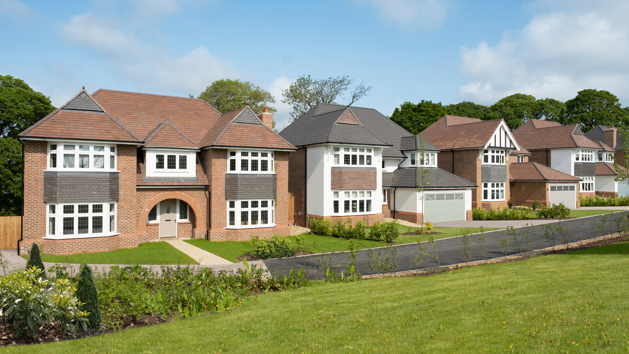 Row of Heritage homes behind green open space