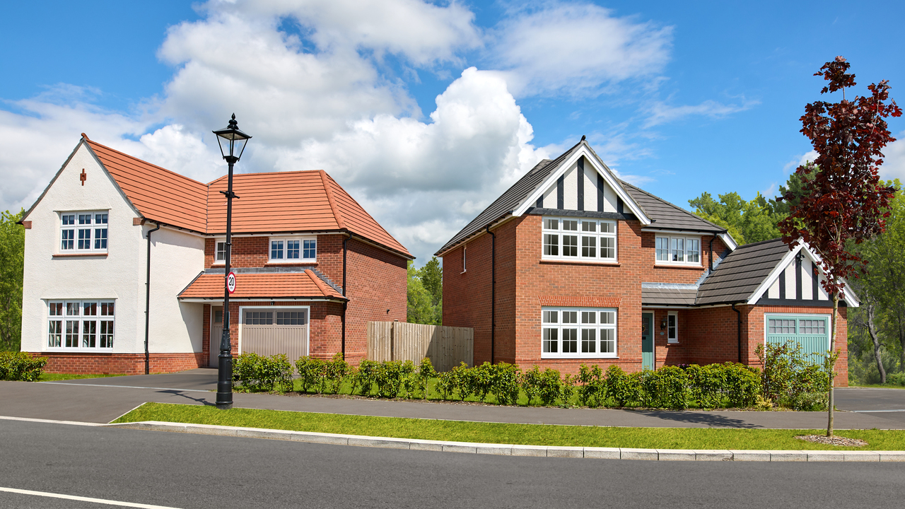Two Heritage homes on a street featuring a charming Victorian-style cast iron lamp post