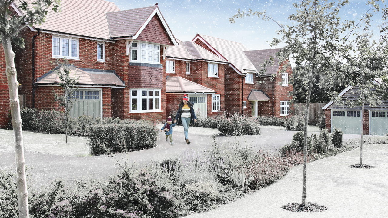 Heritage homes on a snowy day 