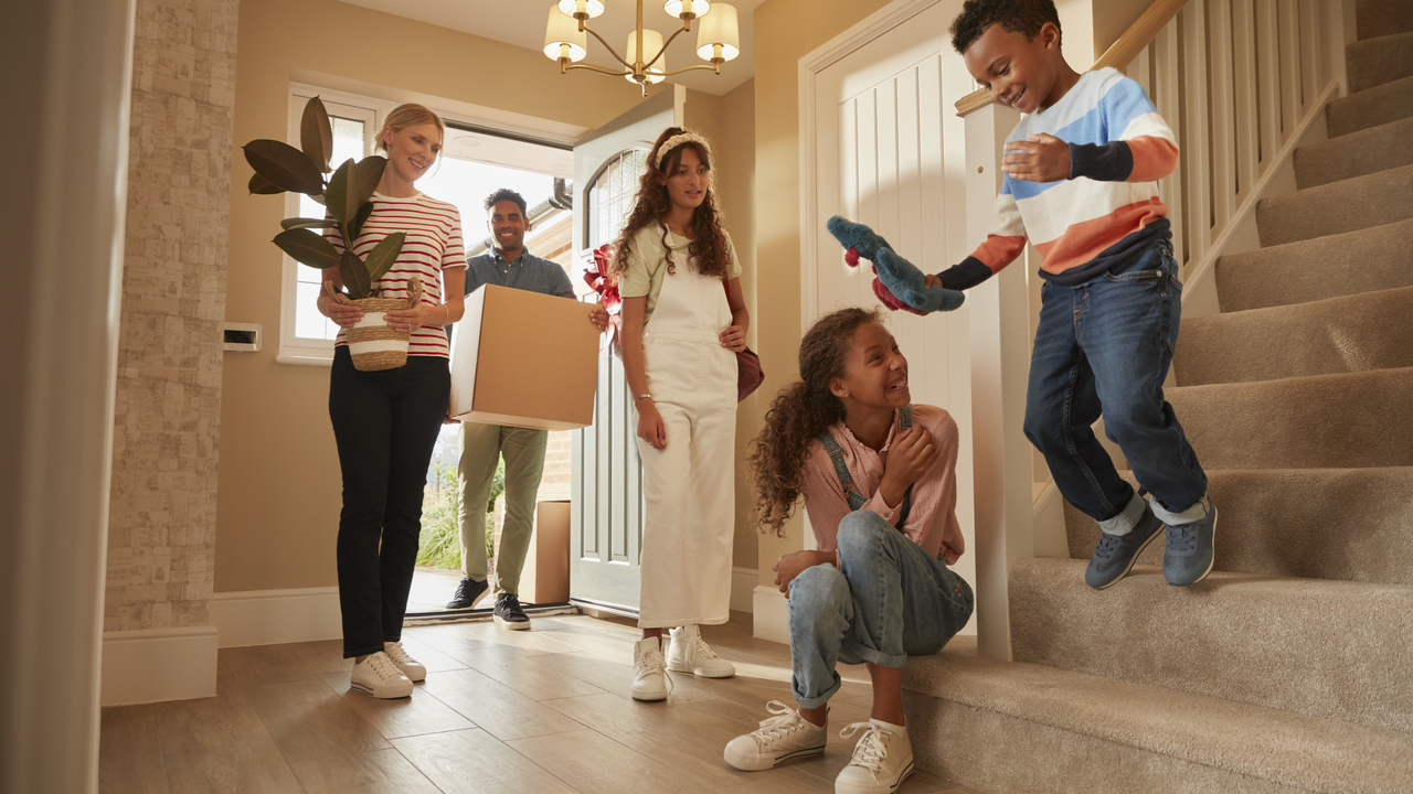 Family moving into their new home