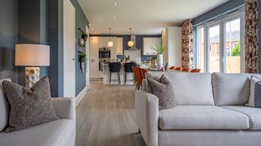 Open plan kitchen dining family area