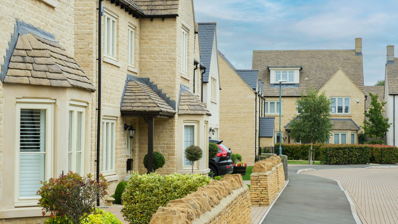 Street of well-kept stone houses 