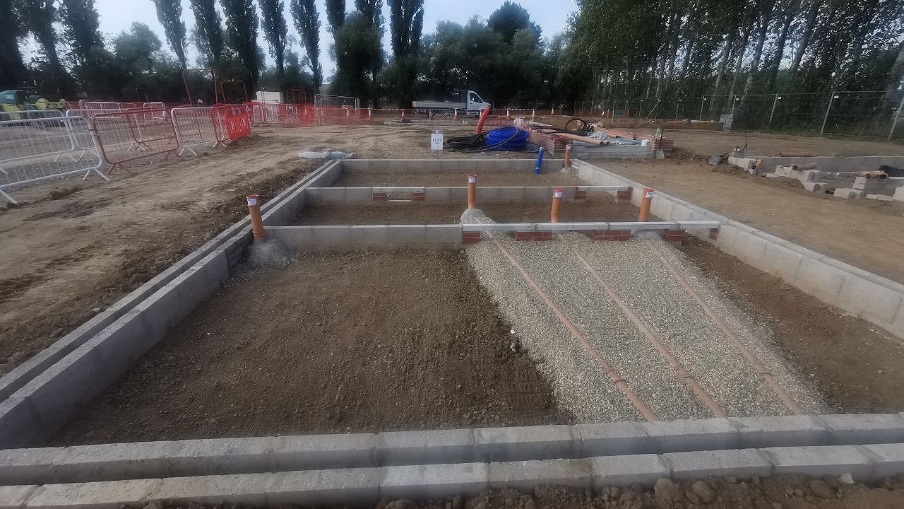 Drainage systems being installed in the foundations of a Redrow home