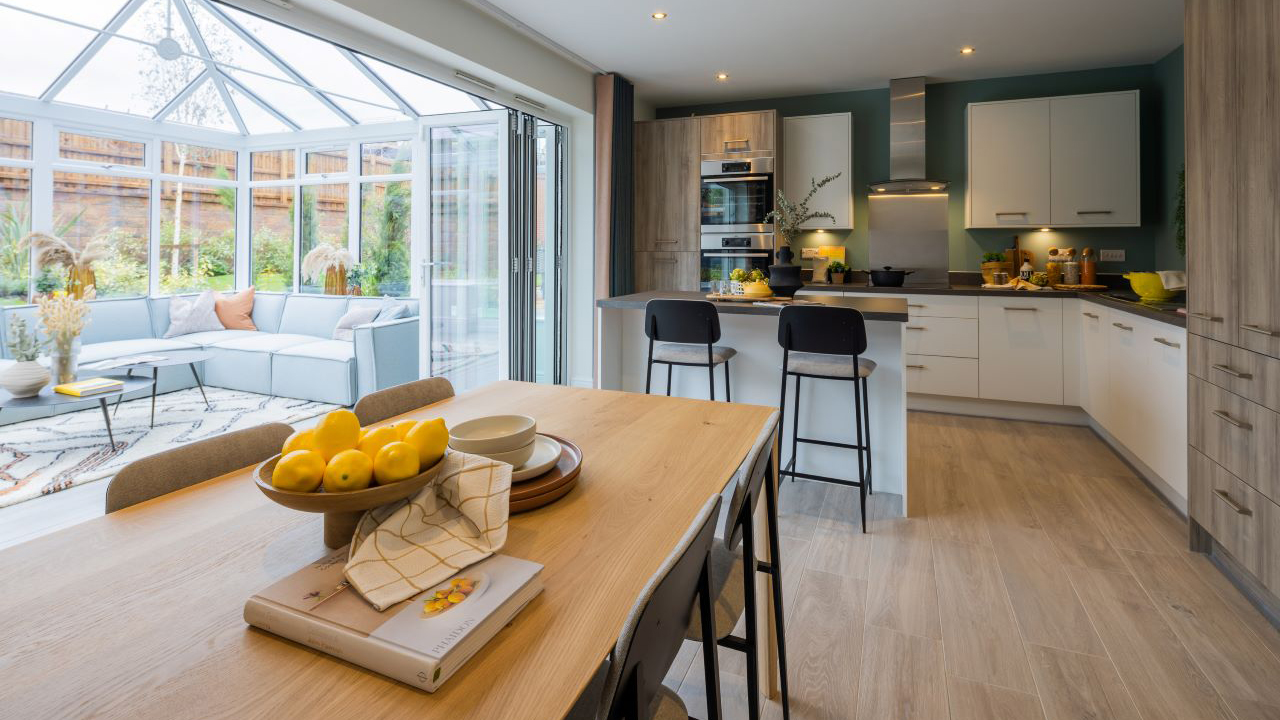 Open plan kitchen dining area