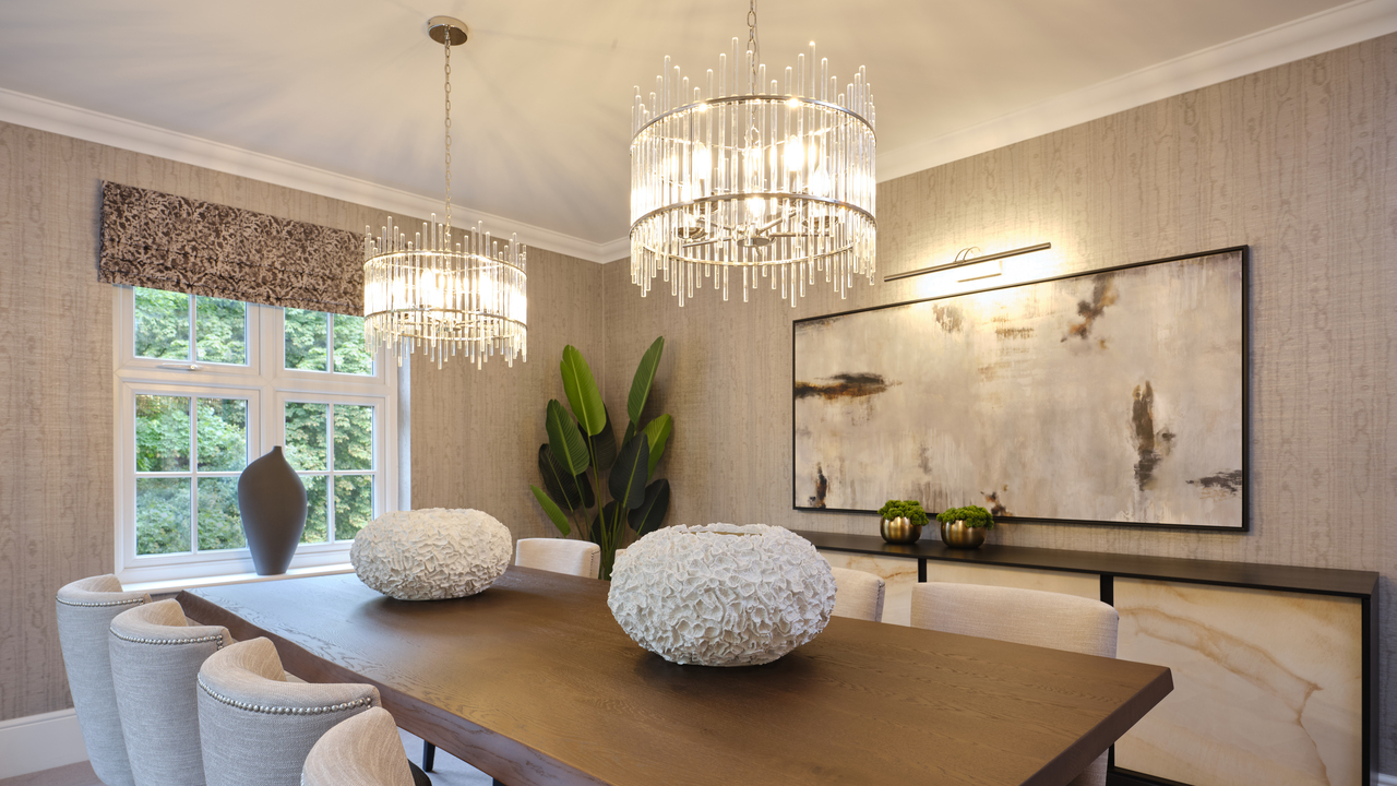 Dining room with sophisticated silver lights