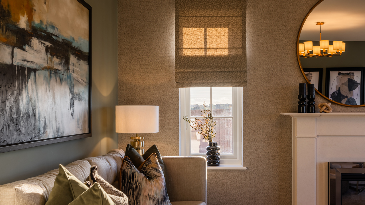 Large abstract painting over a couch