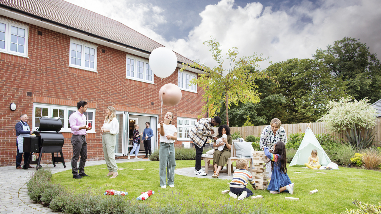Family and friends at a garden party