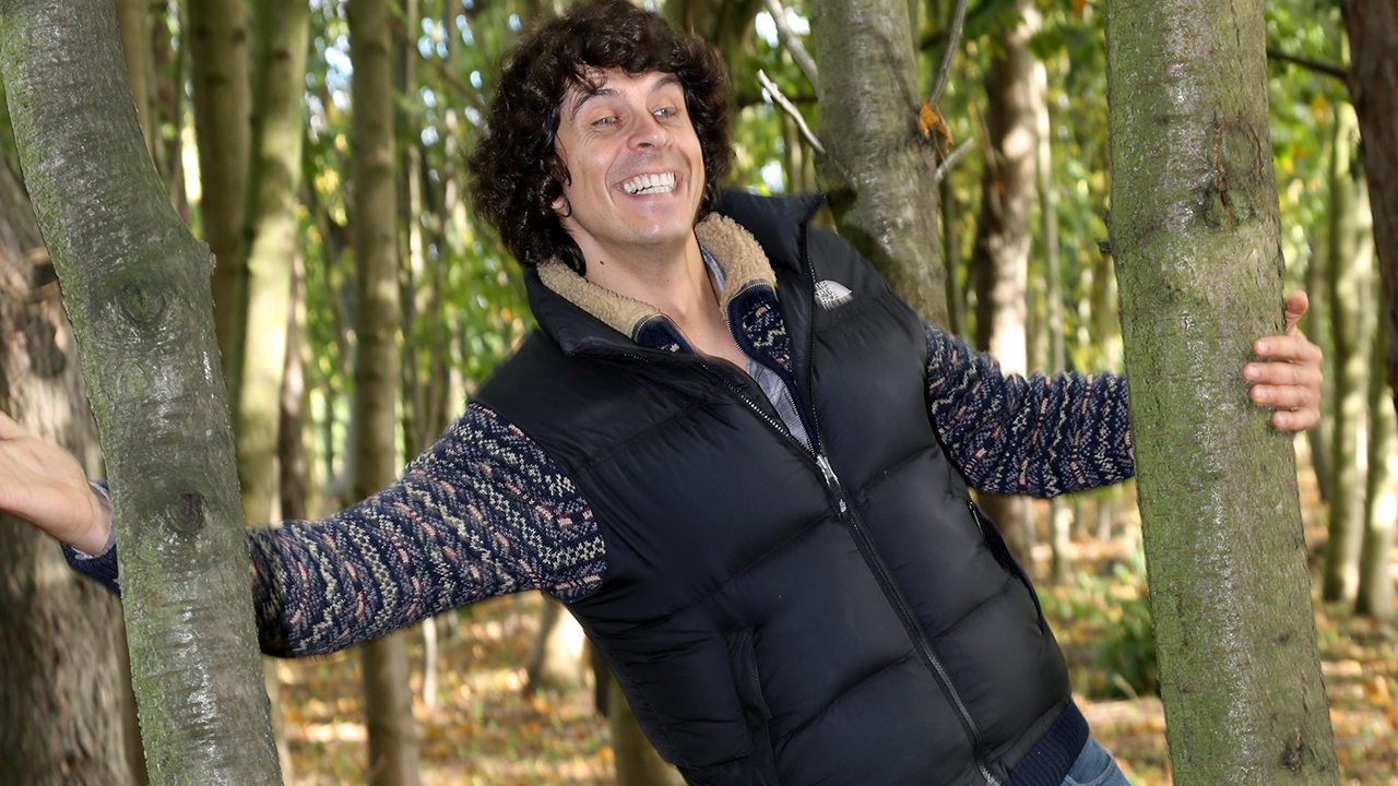 Children's TV star Andy Day in a forest