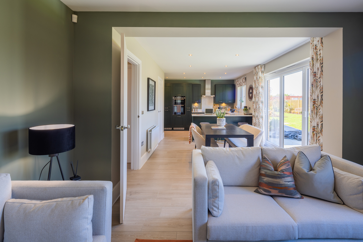 Open plan kitchen dining family area
