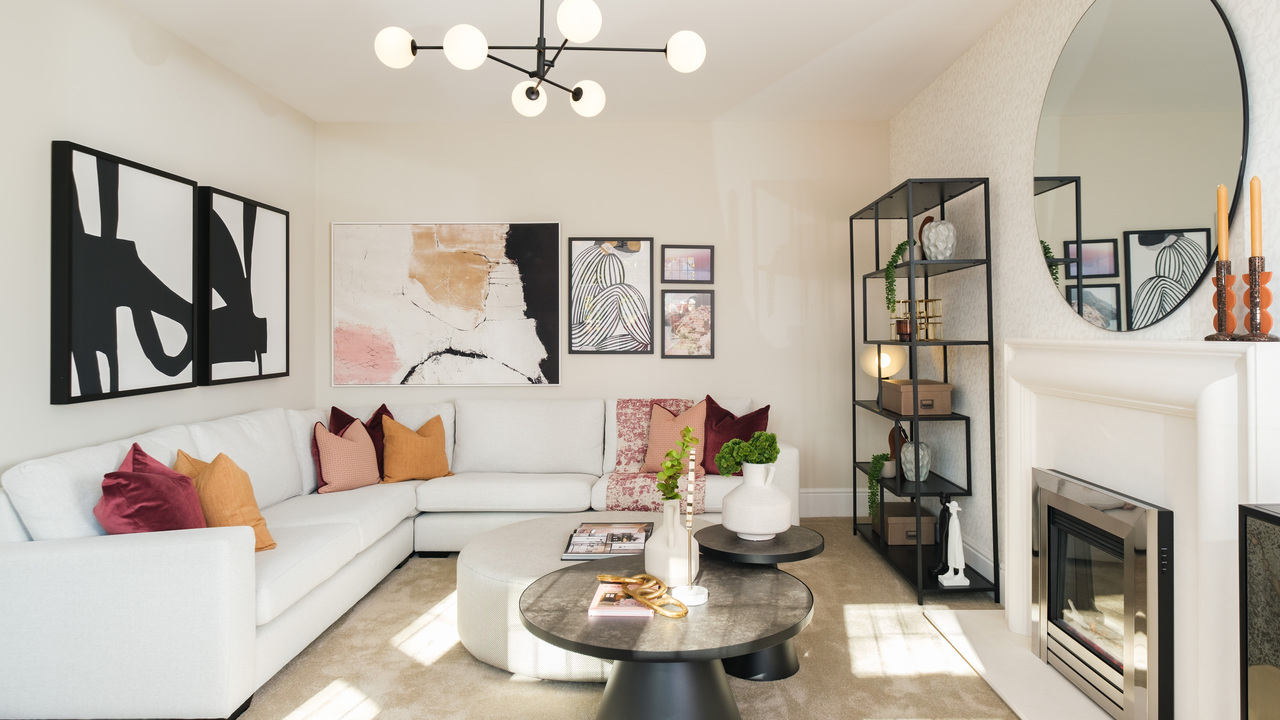 Lounge with a variety of large artworks on the walls