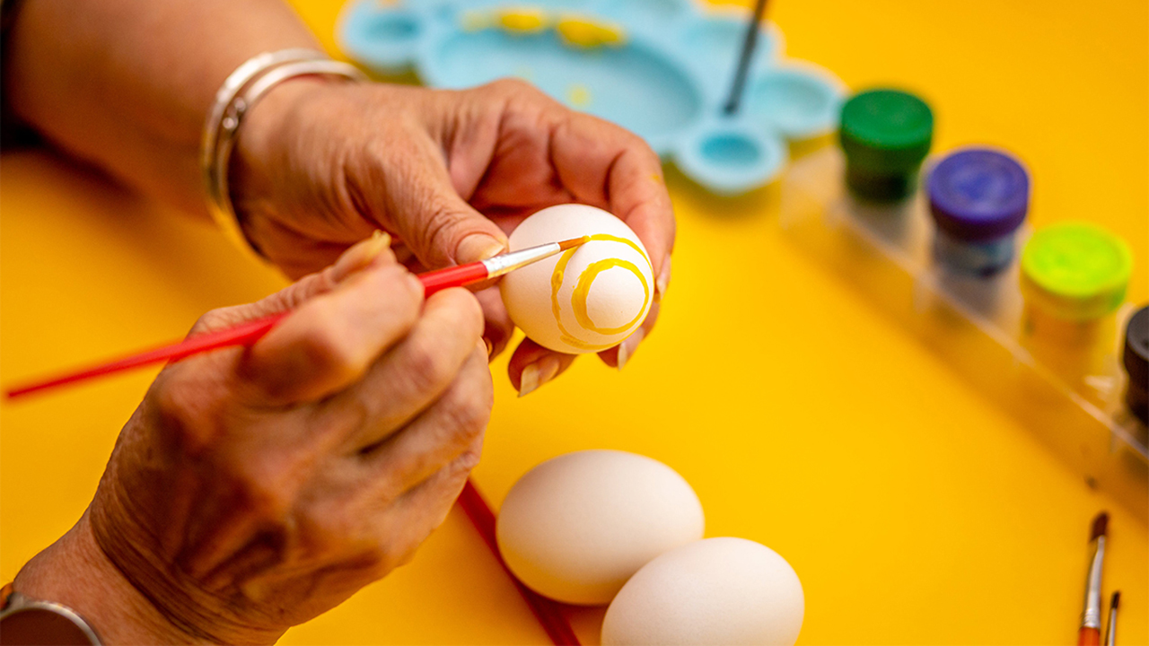 Painting easter eggs