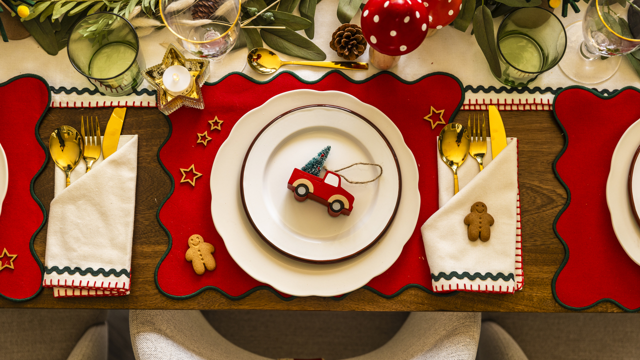 Christmas toy car tree decoration on a plate