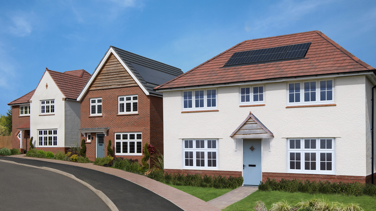 Three Redrow homes with solar panels