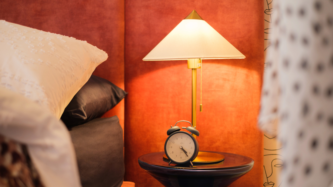 Bedside lamp and clock